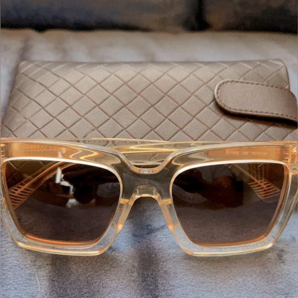 *BOTTEGA VENETA* Yellow Acetate Square Sunglasses